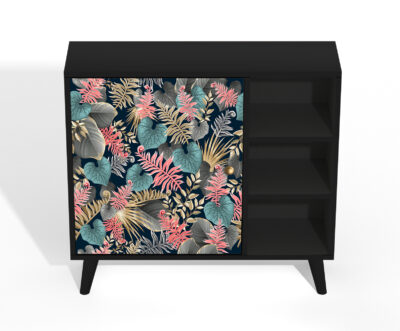 comoda black flowers shelves 926